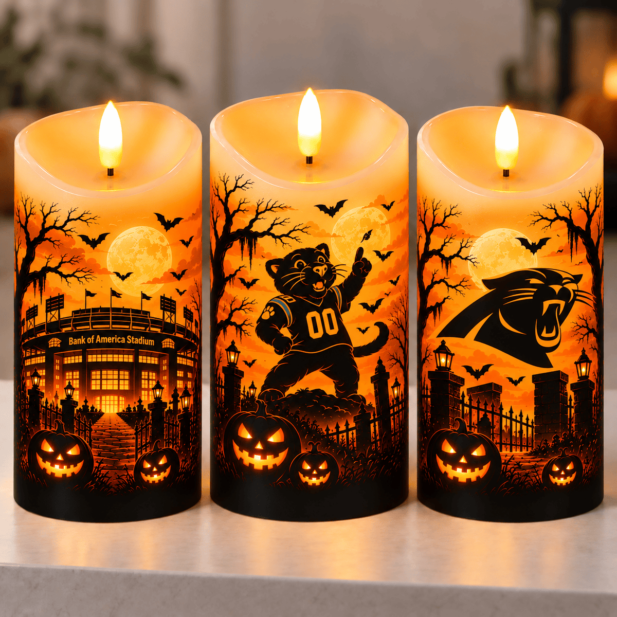 Carolina Panthers Halloween Flameless LED Candles