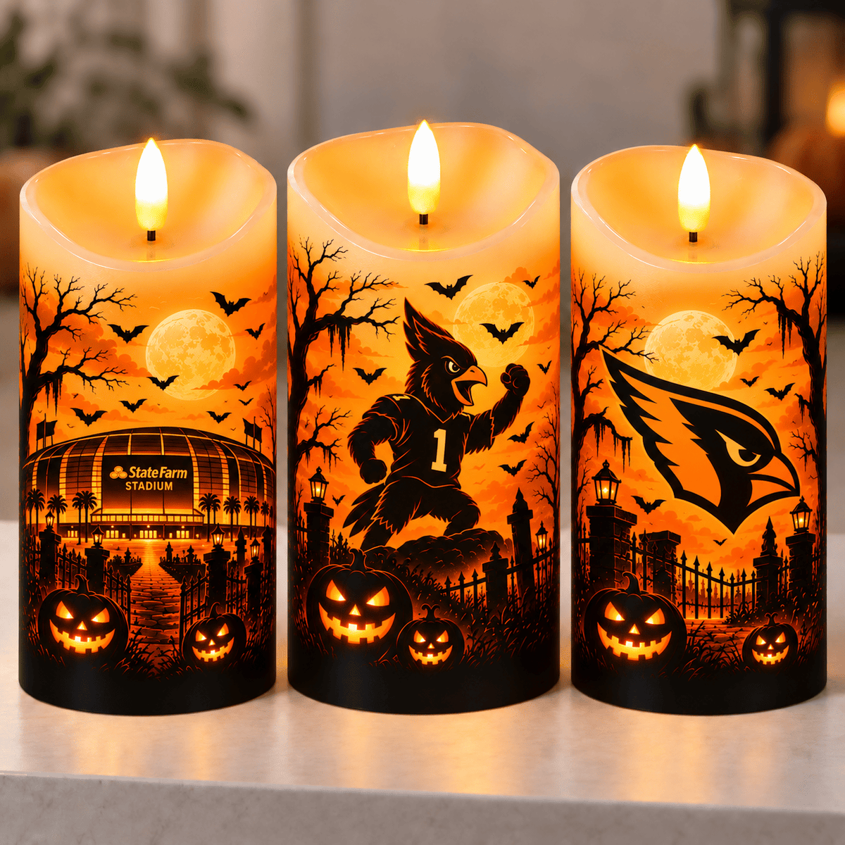 Arizona Cardinals Halloween Flameless LED Candles