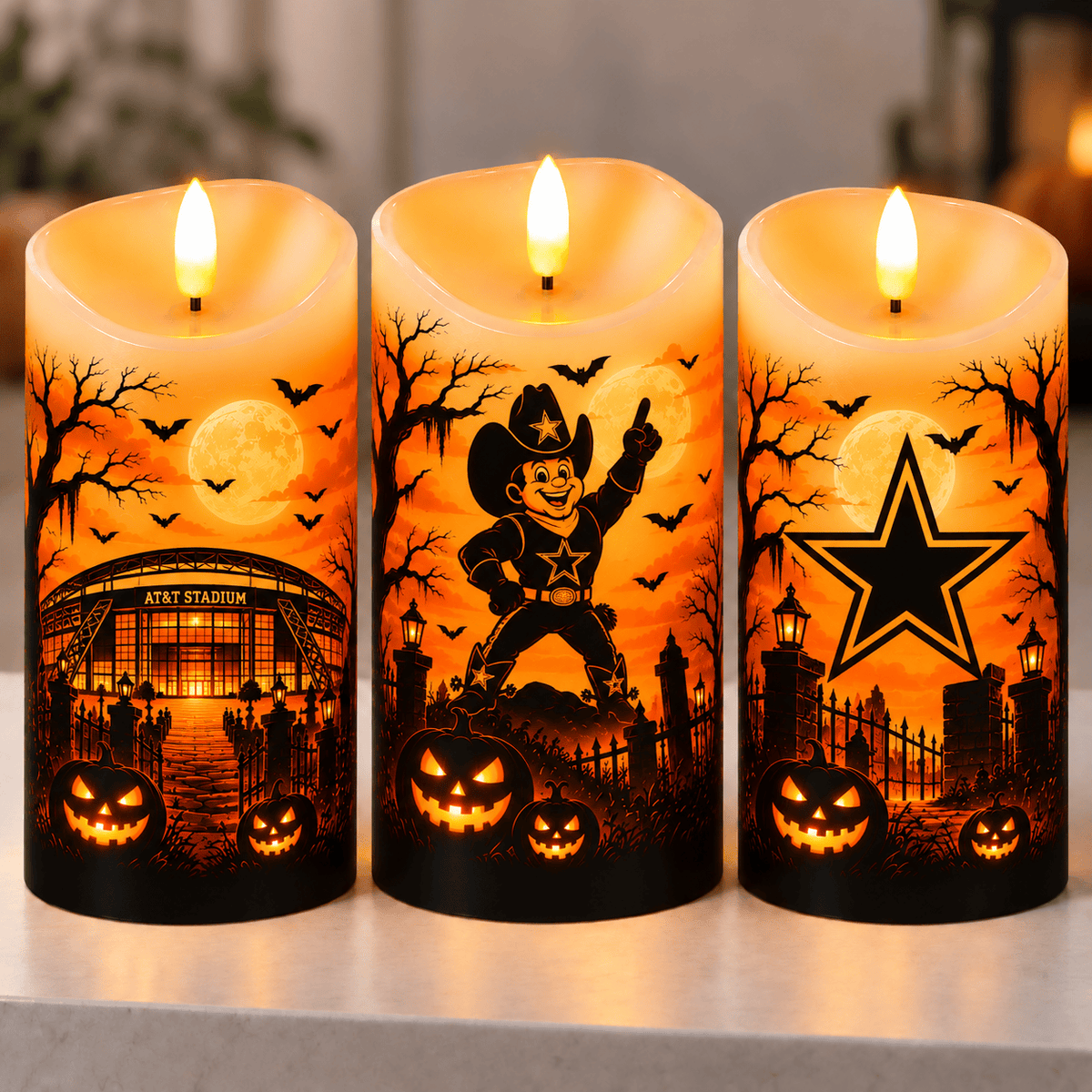 Dallas Cowboys Halloween Flameless LED Candles