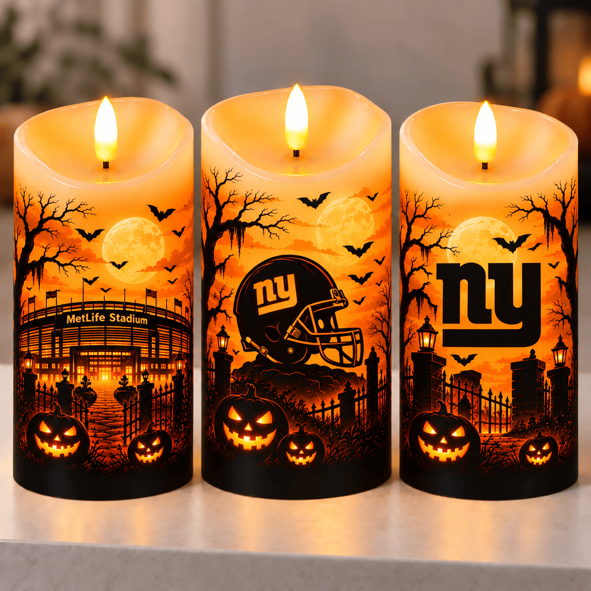 New York Giants Halloween Flameless LED Candles