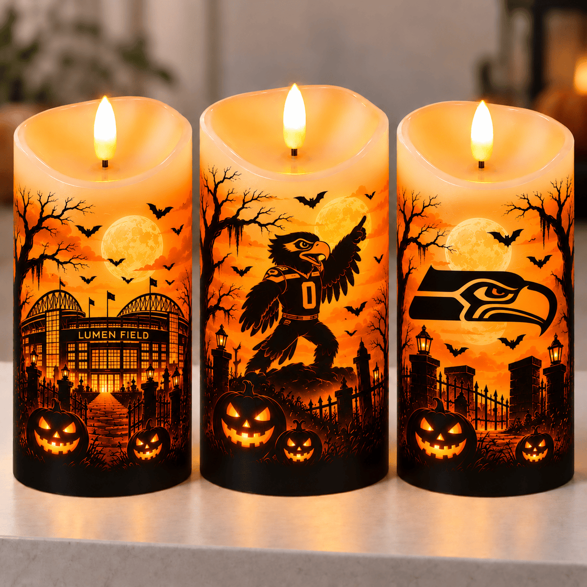 Seattle Seahawks Halloween Flameless LED Candles