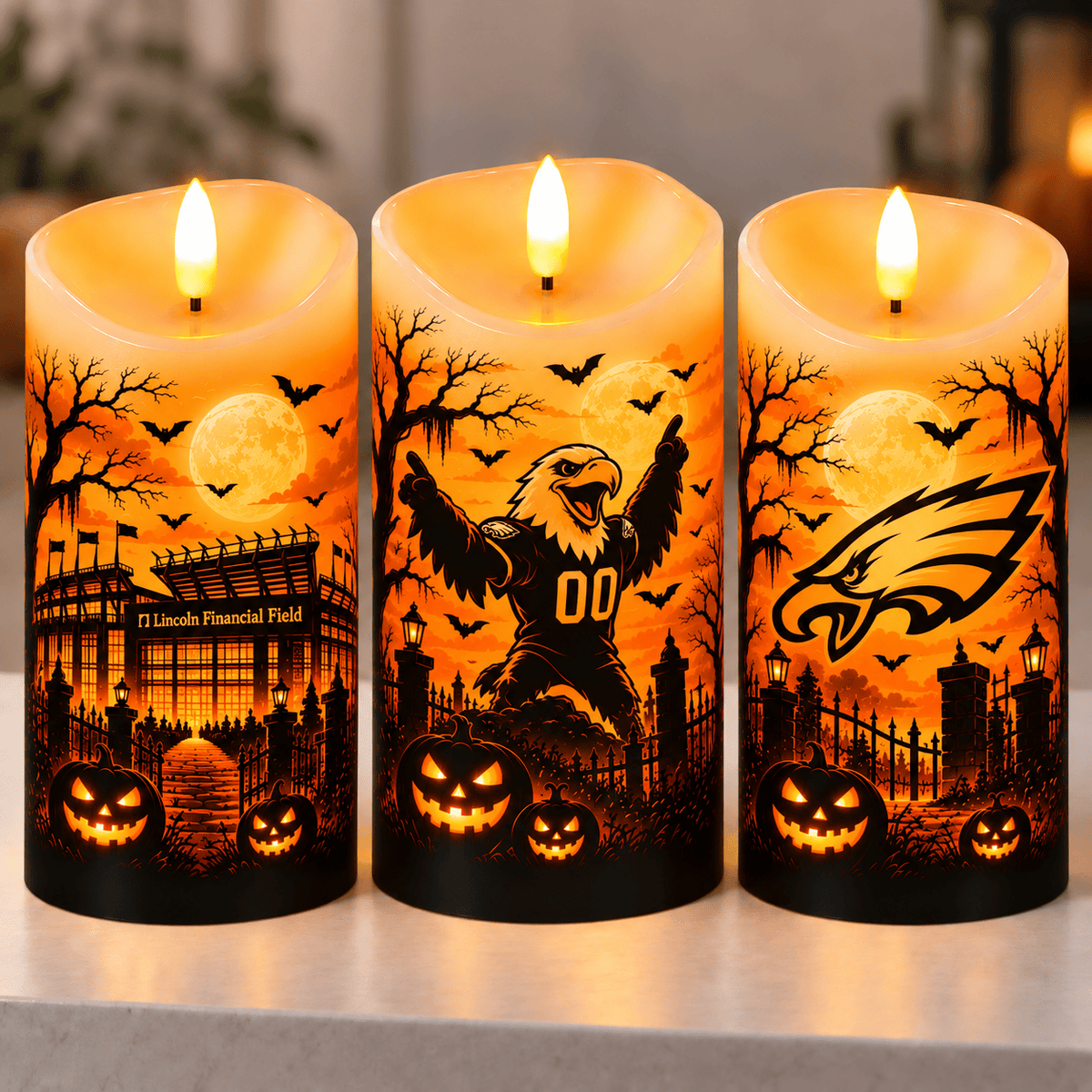 Philadelphia Eagles Halloween Flameless LED Candles