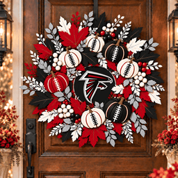Atlanta Falcons Pumpkin & Maple Leaf Fall Football Wreath