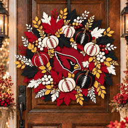 Arizona Cardinals Pumpkin & Maple Leaf Fall Football Wreath