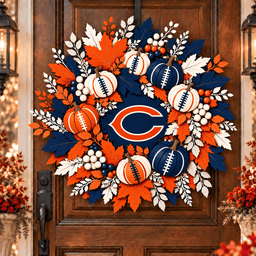 Chicago Bears Pumpkin & Maple Leaf Fall Football Wreath