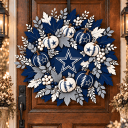 Dallas Cowboys Pumpkin & Maple Leaf Fall Football Wreath