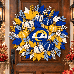 Los Angeles Rams Pumpkin & Maple Leaf Fall Football Wreath