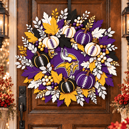 Minnesota Vikings Pumpkin & Maple Leaf Fall Football Wreath