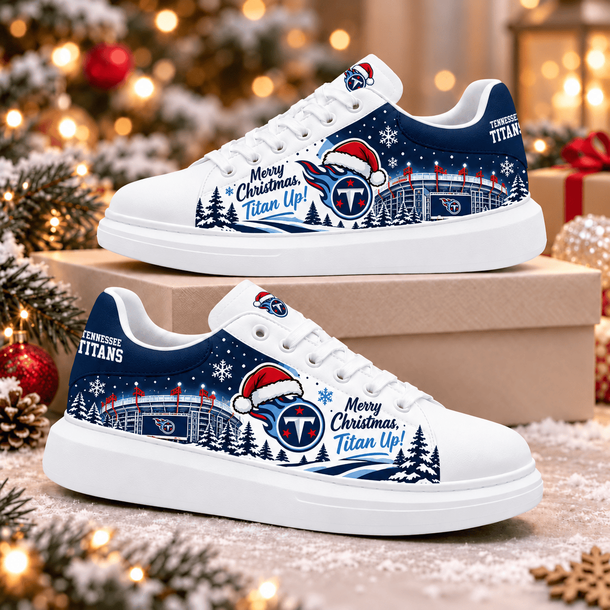 Tennessee Titans Merry Christmas Premium Football Fan Shoes – Holiday Fan Gift