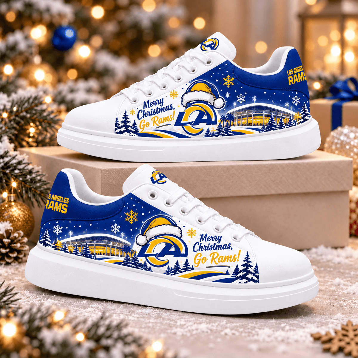 Los Angeles Rams Merry Christmas Premium Football Fan Shoes – Holiday Fan Gift