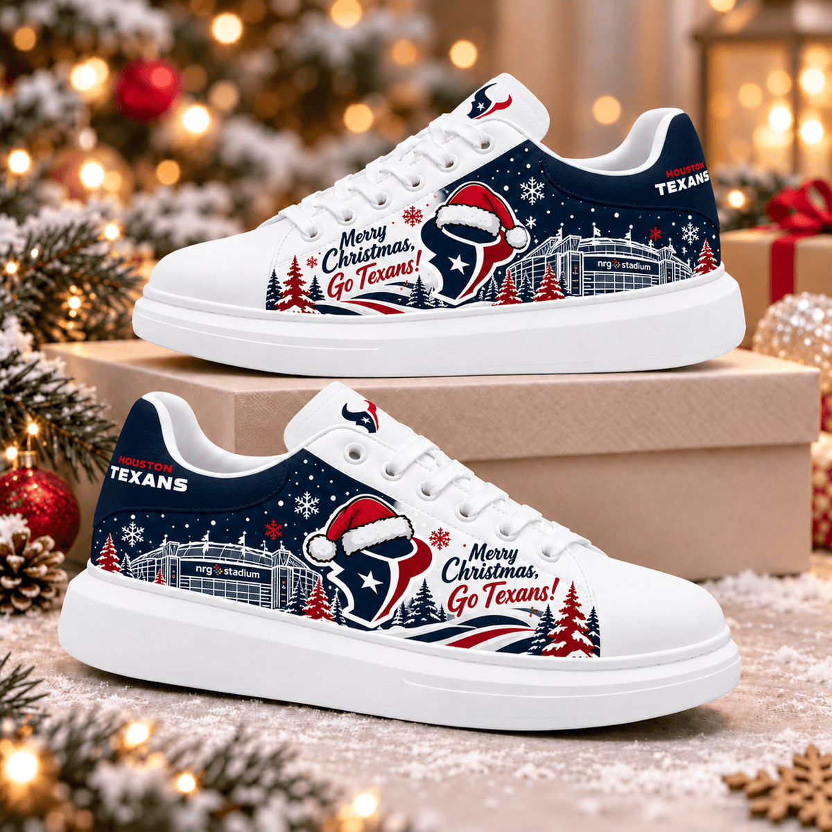 Houston Texans Merry Christmas Premium Football Fan Shoes – Holiday Fan Gift