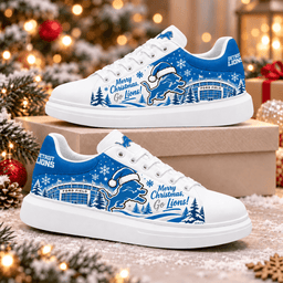 Detroit Lions Merry Christmas Premium Football Fan Shoes – Holiday Fan Gift