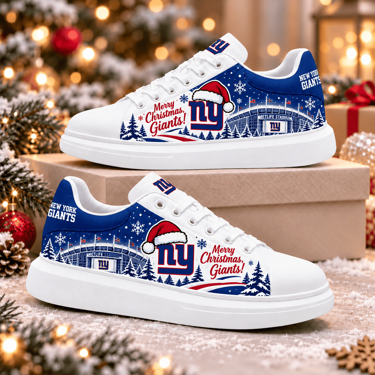 New York Giants Merry Christmas Premium Football Fan Shoes – Holiday Fan Gift