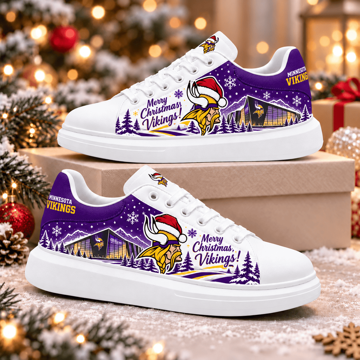 Minnesota Vikings Merry Christmas Premium Football Fan Shoes – Holiday Fan Gift