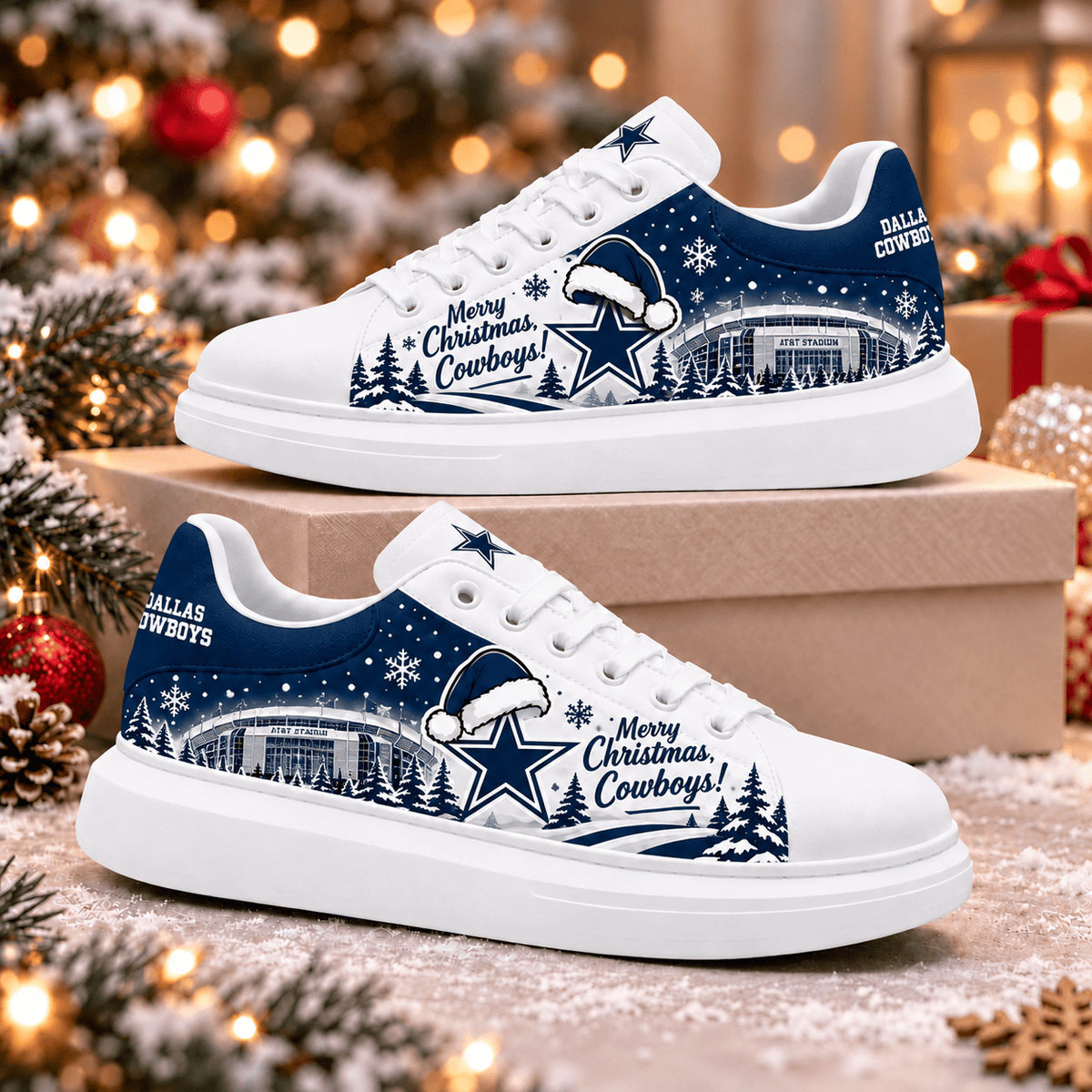 Dallas Cowboys Merry Christmas Premium Football Fan Shoes – Holiday Fan Gift