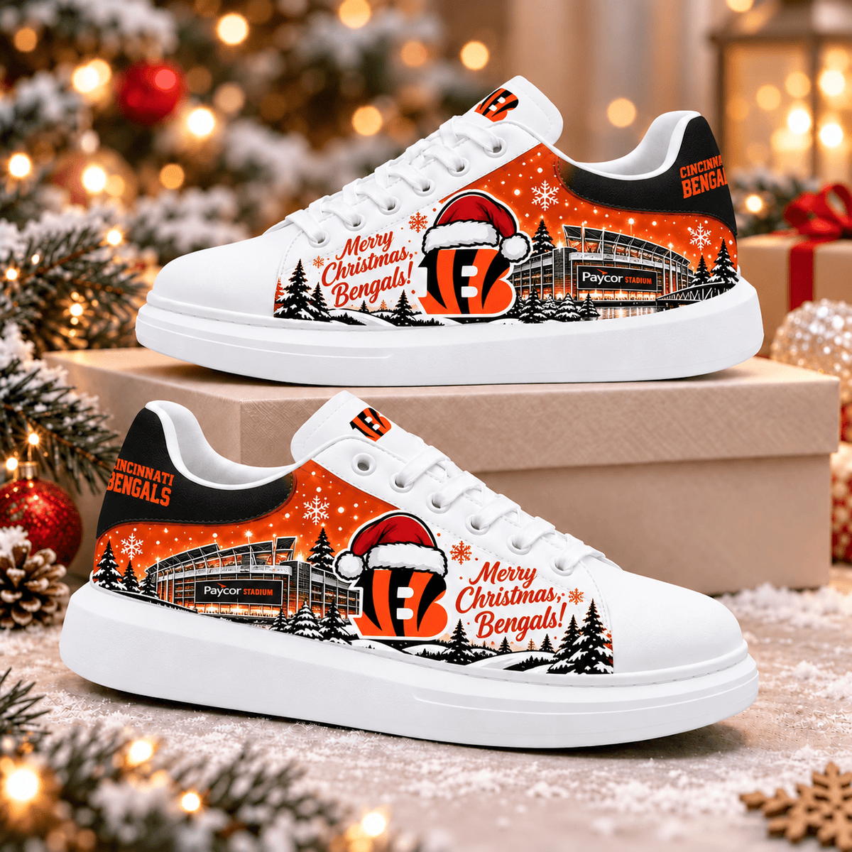 Cincinnati Bengals Merry Christmas Premium Football Fan Shoes – Holiday Fan Gift