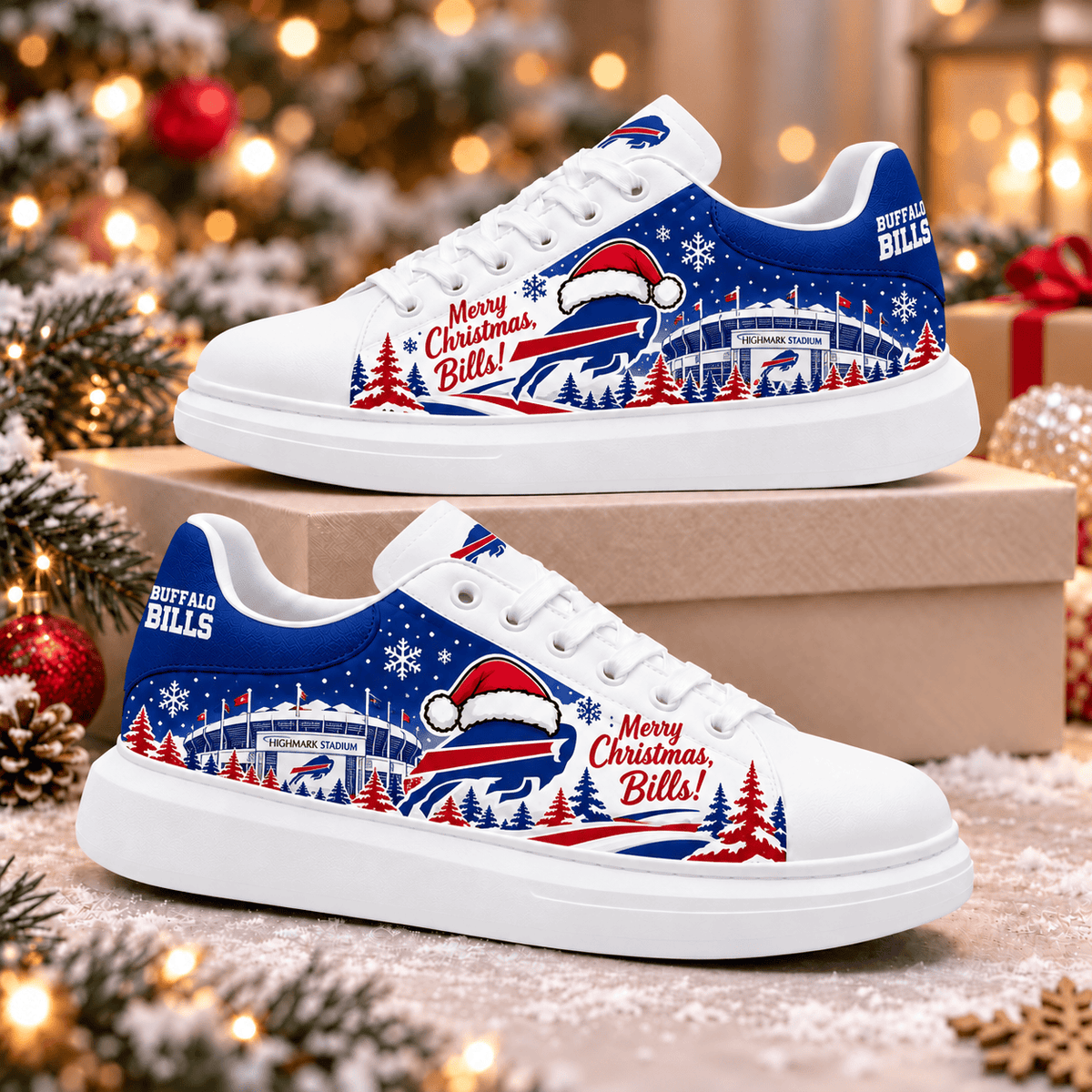 Buffalo Bills Merry Christmas Premium Football Fan Shoes – Holiday Fan Gift
