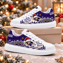 Baltimore Ravens Merry Christmas Premium Football Fan Shoes – Holiday Fan Gift