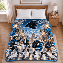 Carolina Panthers Christmas Football Blanket – Holiday Gift for Fans