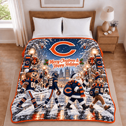 Chicago Bears Christmas Football Blanket – Holiday Gift for Fans