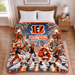 Cincinnati Bengals Christmas Football Blanket – Holiday Gift for Fans