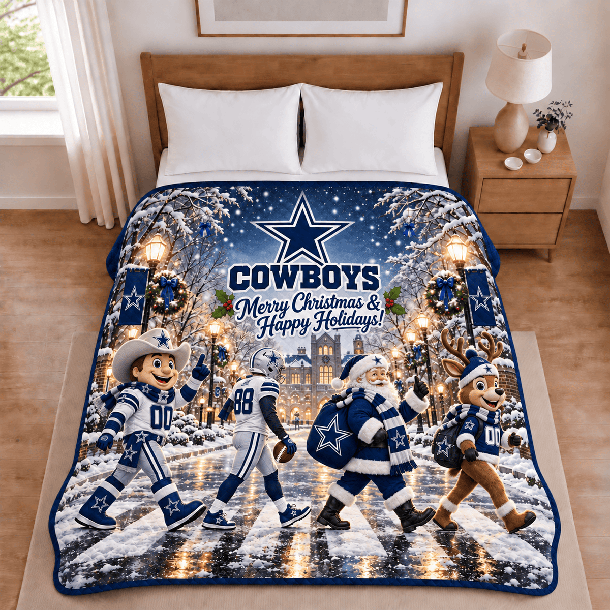 Dallas Cowboys Christmas Football Blanket – Holiday Gift for Fans