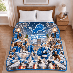 Detroit Lions Christmas Football Blanket – Holiday Gift for Fans