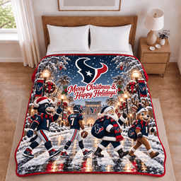 Houston Texans Christmas Football Blanket – Holiday Gift for Fans