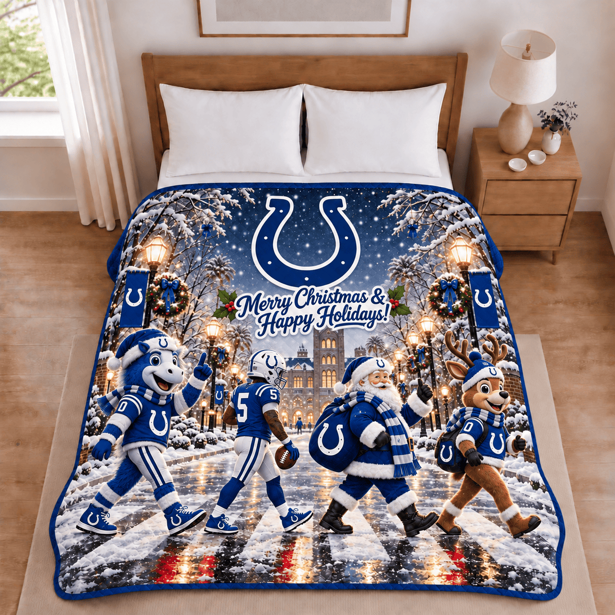 Indianapolis Colts Christmas Football Blanket – Holiday Gift for Fans