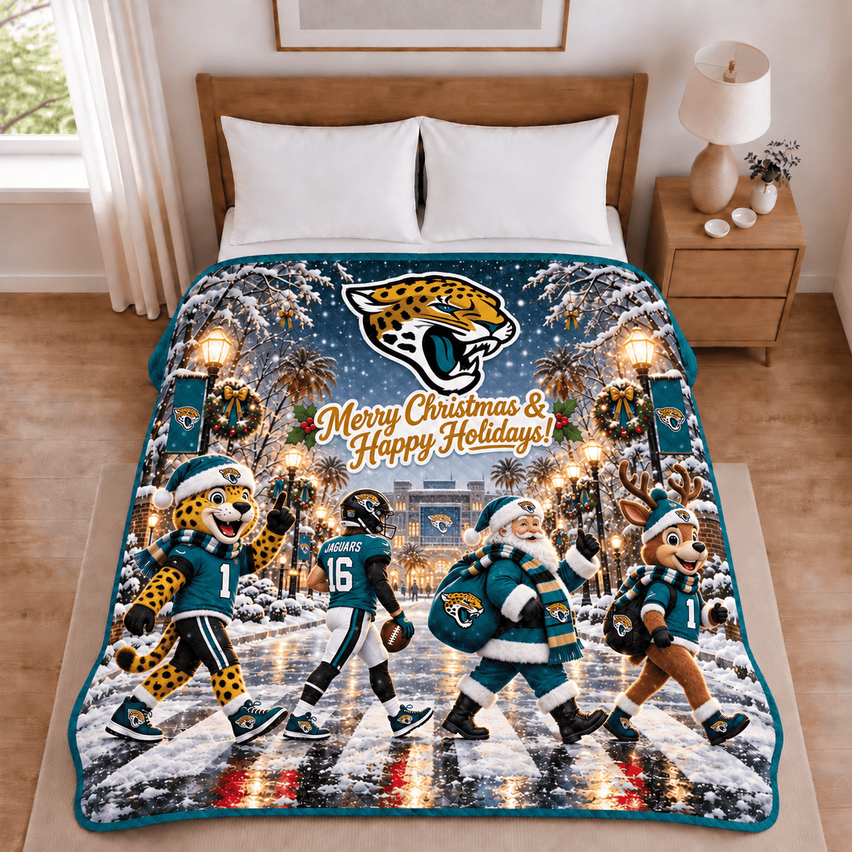 Jacksonville Jaguars Christmas Football Blanket – Holiday Gift for Fans