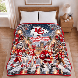 Kansas City Chiefs Christmas Football Blanket – Holiday Gift for Fans