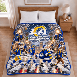 Los Angeles Rams Christmas Football Blanket – Holiday Gift for Fans