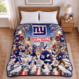 New York Giants Christmas Football Blanket – Holiday Gift for Fans