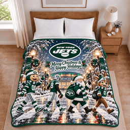 New York Jets Christmas Football Blanket – Holiday Gift for Fans