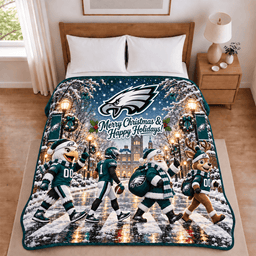 Philadelphia Eagles Christmas Football Blanket – Holiday Gift for Fans