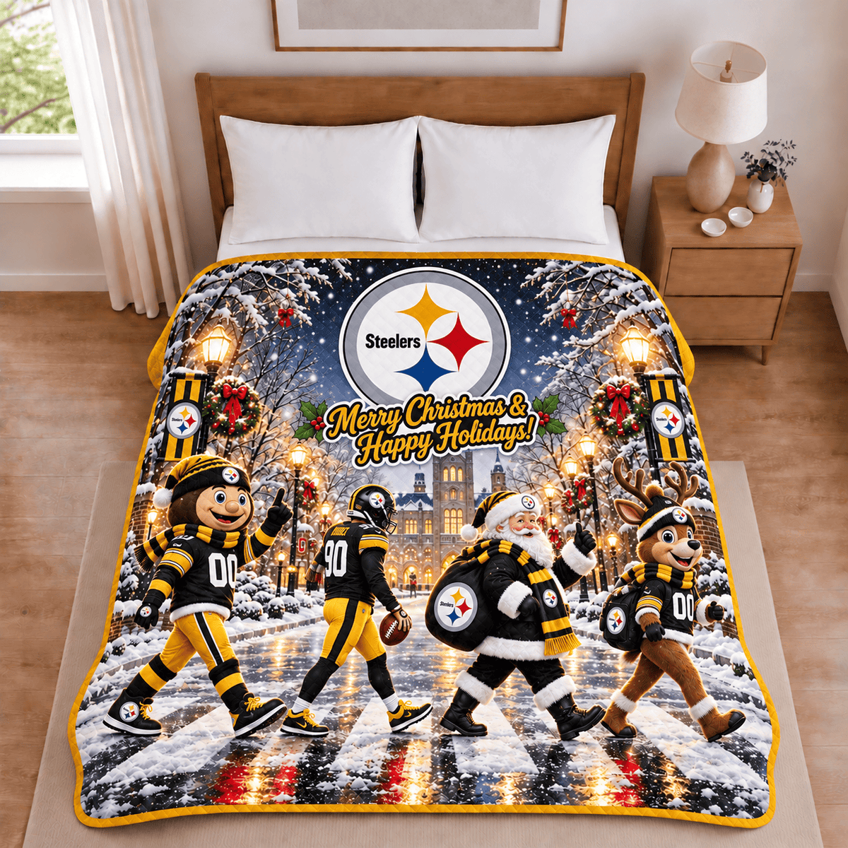 Pittsburgh Steelers Christmas Football Blanket – Holiday Gift for Fans