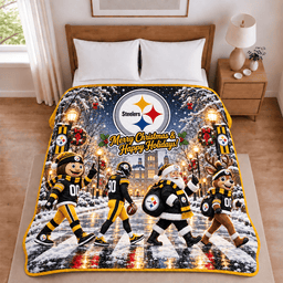Pittsburgh Steelers Christmas Football Blanket – Holiday Gift for Fans