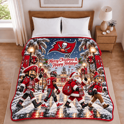 Tampa Bay Buccaneers Christmas Football Blanket – Holiday Gift for Fans