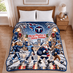 Tennessee Titans Christmas Football Blanket – Holiday Gift for Fans