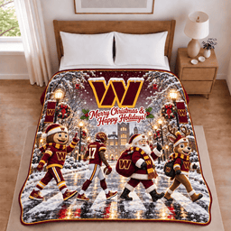 Washington Commanders Christmas Football Blanket – Holiday Gift for Fans