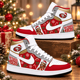 San Francisco 49ers Premium Football AJ1 Shoes High – Holiday Fan Gift