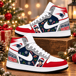 New England Patriots Premium Football AJ1 Shoes High – Holiday Fan Gift
