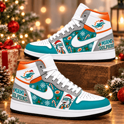 Miami Dolphins Premium Football AJ1 Shoes High – Holiday Fan Gift