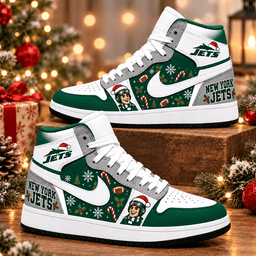 New York Jets Premium Football AJ1 Shoes High – Holiday Fan Gift