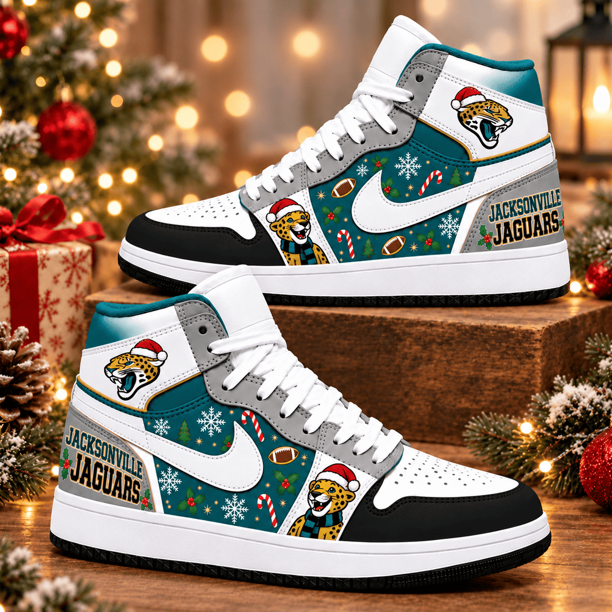 Jacksonville Jaguars Premium Football AJ1 Shoes High – Holiday Fan Gift