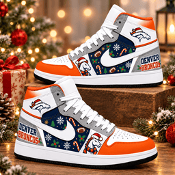 Denver Broncos Premium Football AJ1 Shoes High – Holiday Fan Gift