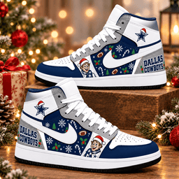 Dallas Cowboys Premium Football AJ1 Shoes High – Holiday Fan Gift