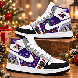 Baltimore Ravens Premium Football AJ1 Shoes High – Holiday Fan Gift