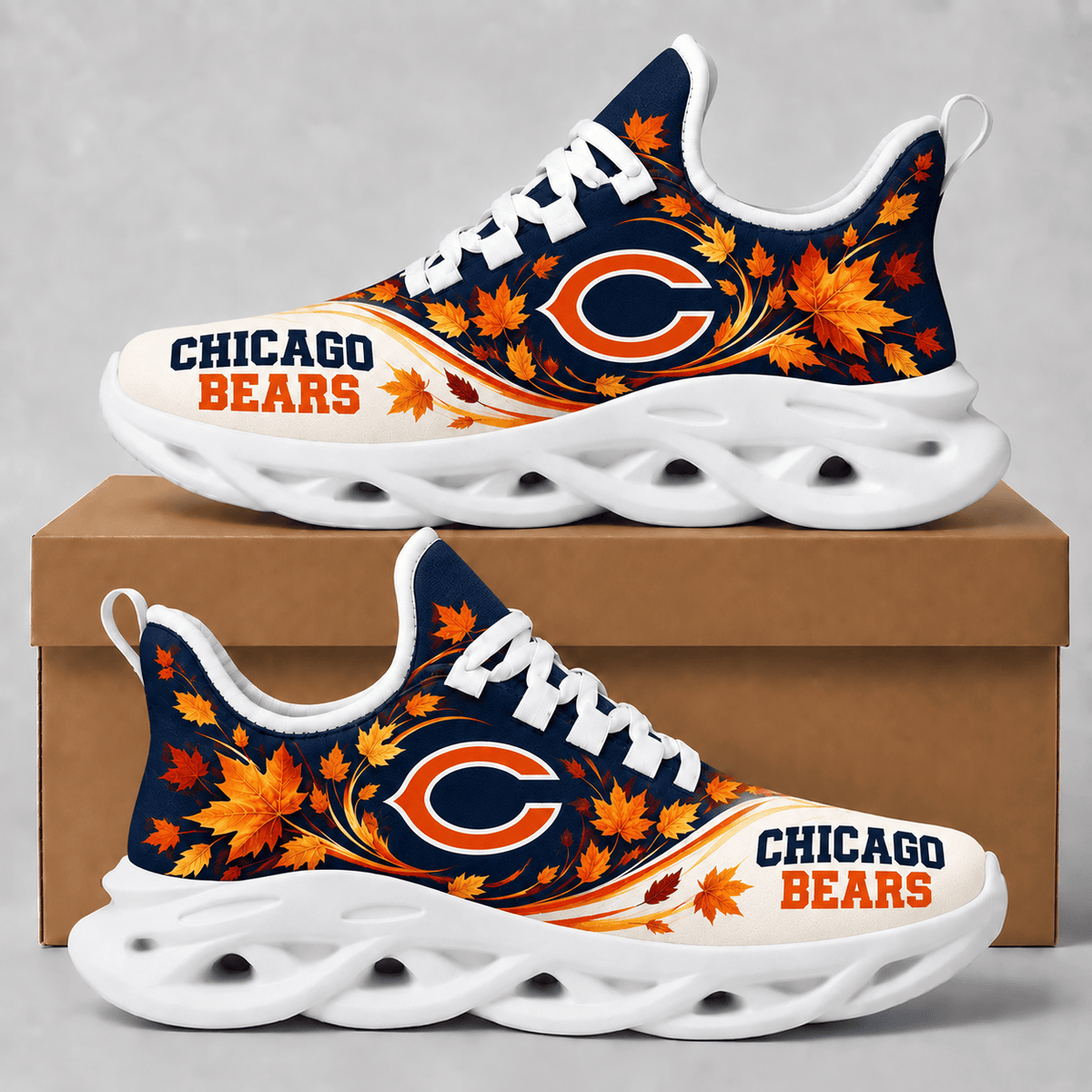 Chicago Bears Fall Maple Leaves Chunky Sneakers – Autumn Edition