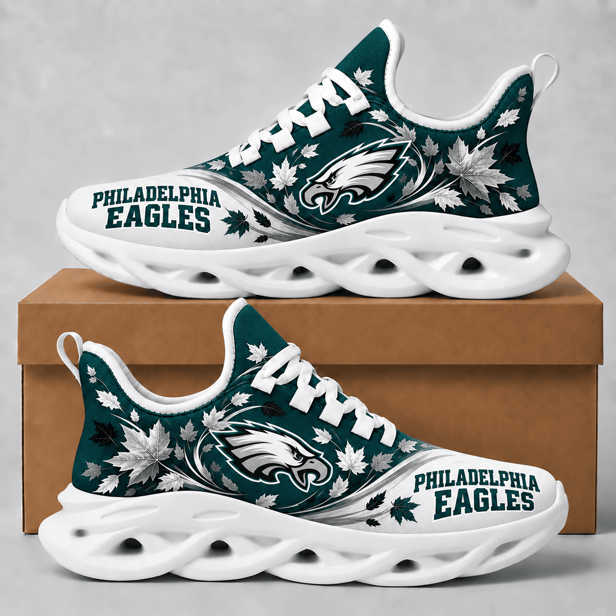 Philadelphia Eagles Fall Maple Leaves Chunky Sneakers – Autumn Edition